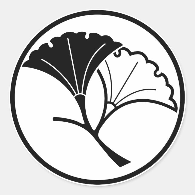 Sticker Rond Yin and yang ginkgo leaves dans threadlike ring (Devant)