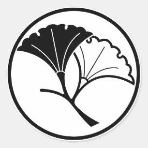 Sticker Rond Yin and yang ginkgo leaves dans threadlike ring