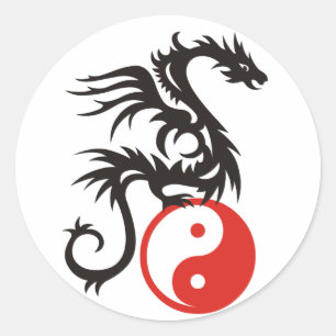 Sticker Rond Yin et dragon de Yang