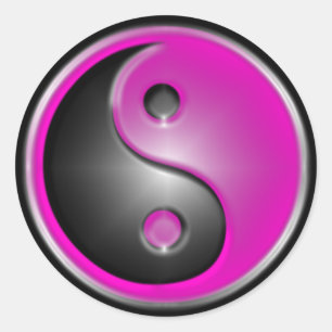 Sticker Rond Yin et Yang roses