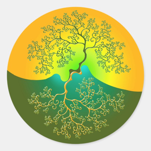 Sticker Rond Yin et Yang Tree dans la nature (Devant)