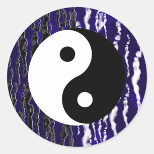 Sticker Rond Yin Yang Blue Tranquillité Zen Energy Chi Party