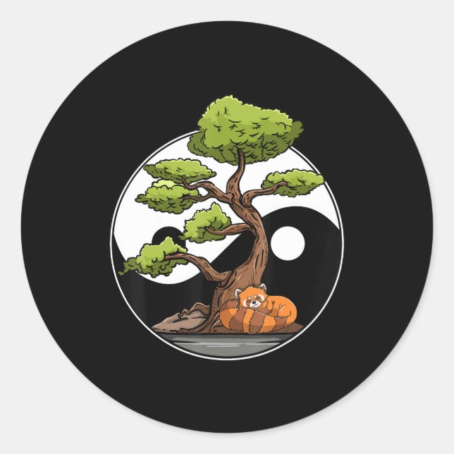 Sticker Rond Yin Yang Bonsai Tao taoïsme Spirituel Zen Meditate (Devant)