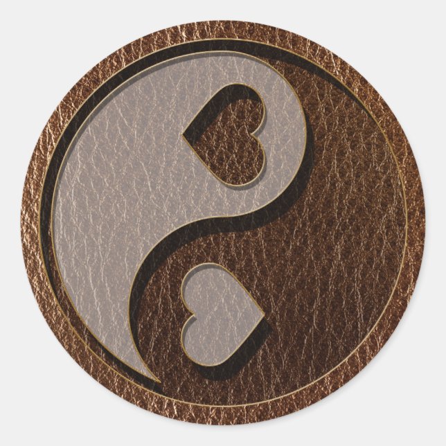 Sticker Rond Yin Yang Coeur en cuir (Devant)