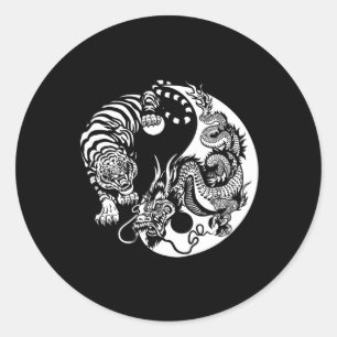 Sticker Rond Yin Yang Dragon Tiger