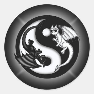 Sticker Rond Yin Yang Dragons