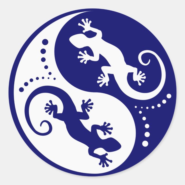 Sticker Rond YIN & YANG Geckos white + votre idée (Devant)