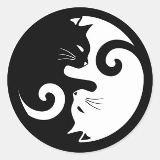 Sticker Rond Yin Yang Kitties