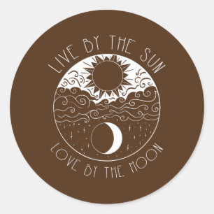 Sticker Rond Yin Yang Mandala Soleil Et Lune