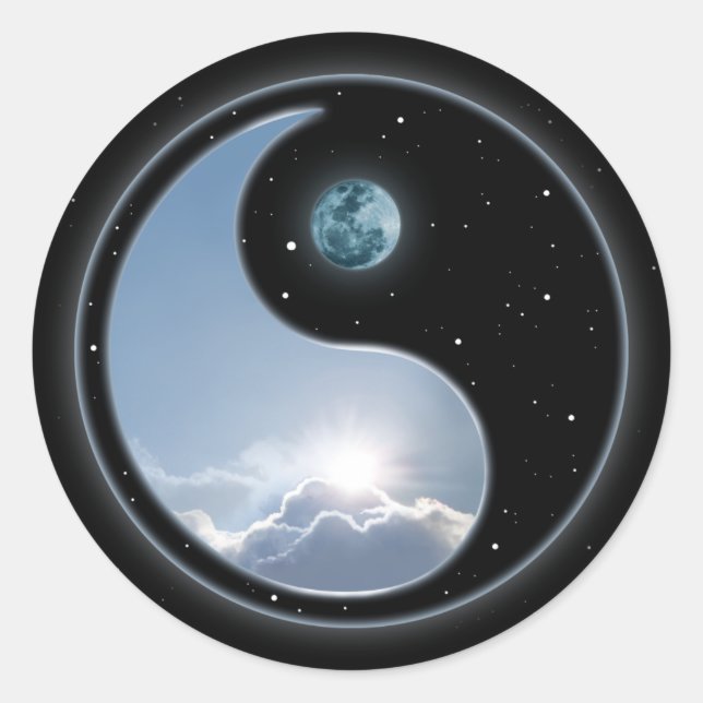 Sticker Rond Yin Yang Moon Sun (Devant)
