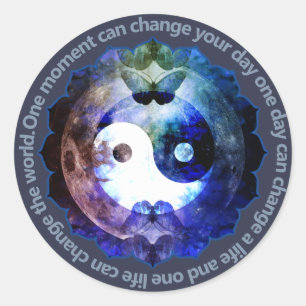 Sticker Rond Yin Yang Mystique, Citation Inspirante Spirituelle