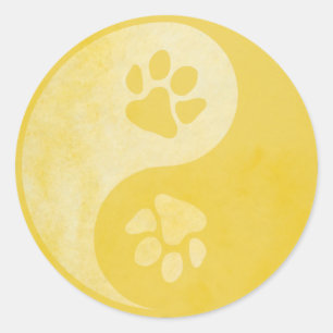 Sticker Rond Yin Yang Paw Gold