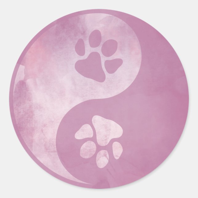 Sticker Rond Yin Yang rose paw (Devant)