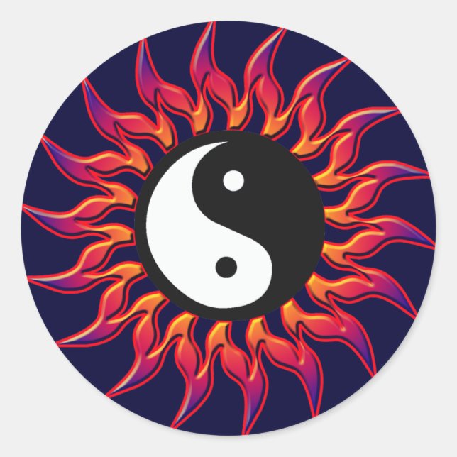 Sticker Rond Yin Yang Sun flamboyant (Devant)