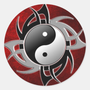 STICKER ROND YIN YANG TRIBAL 3D