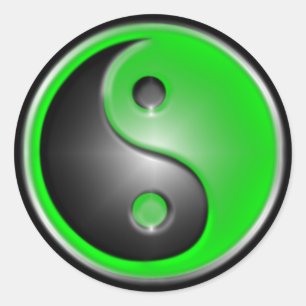 Sticker Rond Yin Yang vert
