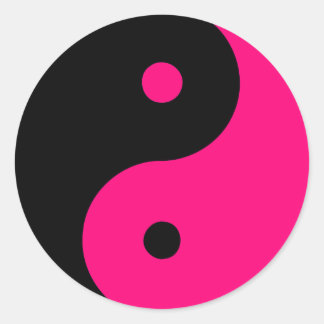 Sticker Rond Yin Yang Ying signe taoïste chinois Taijitu rose