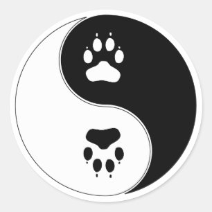 Sticker Rond Ying Yang Empreinte de patte