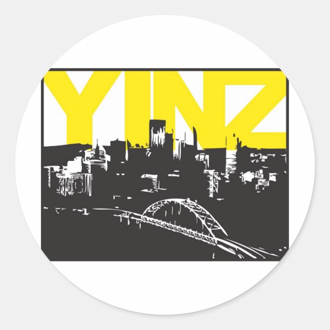 Sticker Rond Yinz Pittsburgh (Devant)