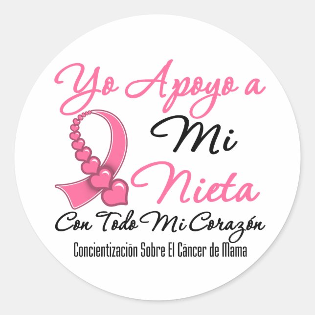 Sticker Rond Yo Apoyo a Mi Nieta - Cáncer de Mama (Devant)