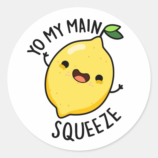 Sticker Rond Yo Ma Squeeze Principale Funny Pun citron (Devant)
