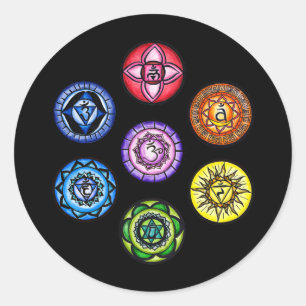 Sticker Rond Yoga - 7 chakras Énergie