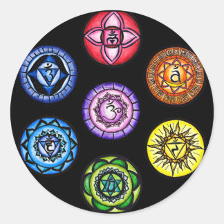 Sticker Rond Yoga - 7 chakras Énergie