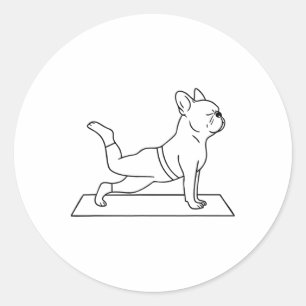 Sticker Rond Yoga de Bouledogue Français Drôle Frenchie