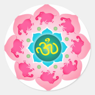 Sticker Rond Yoga de l'OM de fleur de Namaste Lotus