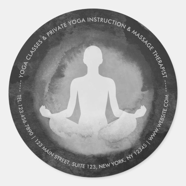 Sticker Rond Yoga instructeur de méditation Sukhasana Pose Zen  (Devant)