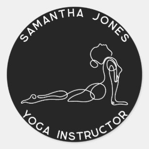 Sticker Rond Yoga instructeur yogi pose entreprise studio moder