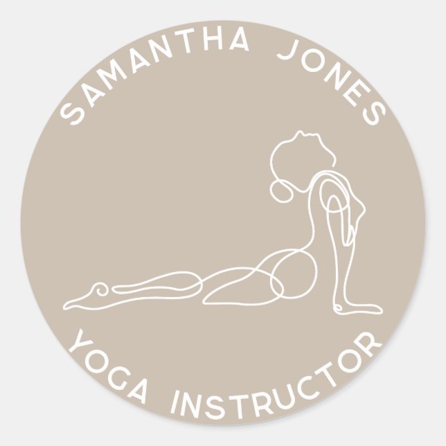 Sticker Rond Yoga instructeur yogi pose entreprise studio moder (Devant)