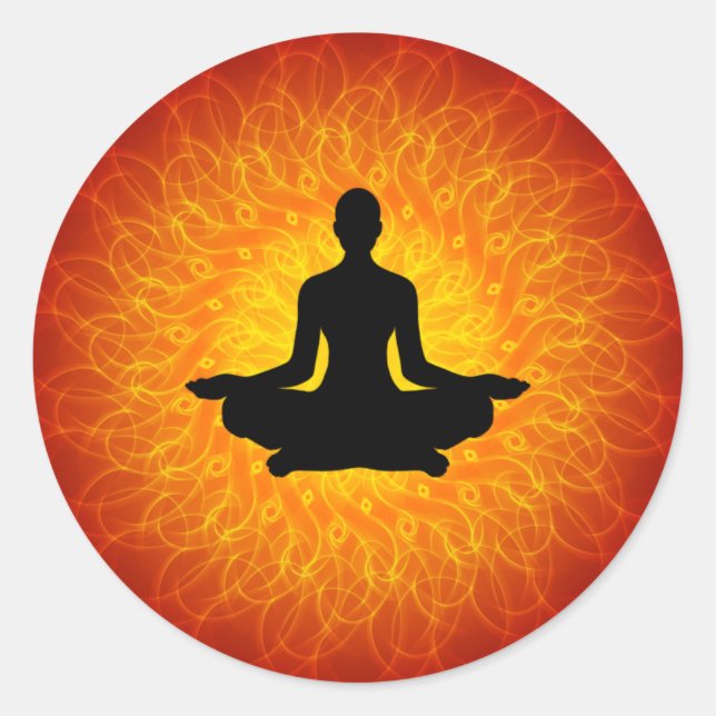 Sticker Rond Yoga - Méditation Sur Mandala (Devant)