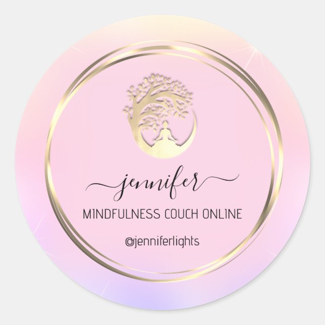 Sticker Rond Yoga Méditation Thérapeutique Couch Blush (Devant)