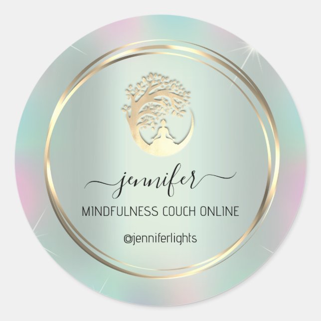 Sticker Rond Yoga Méditation Thérapeutique Couch Holographe Min (Devant)