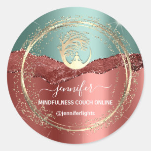Sticker Rond Yoga Mindfulist Couch Gold Rose Turquoise