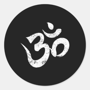 Sticker Rond Yoga Om Symbole Spirituel Aum Méditation Ohm