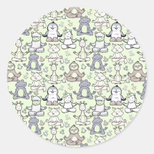Sticker Rond Yoga pose motif Yoga sans couture motif 46