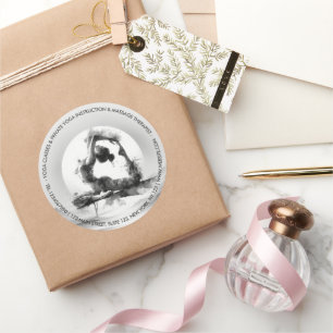 Sticker Rond Yoga Reiki à une jambe King Pigeon Pose Aquarelle