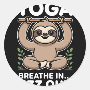 Sticker Rond Yoga Respirer En Zzz Sortir Paresseux _7