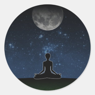 Sticker Rond Yoga Sous La Lune