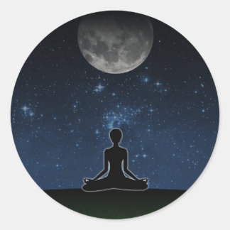 Sticker Rond Yoga Sous La Lune