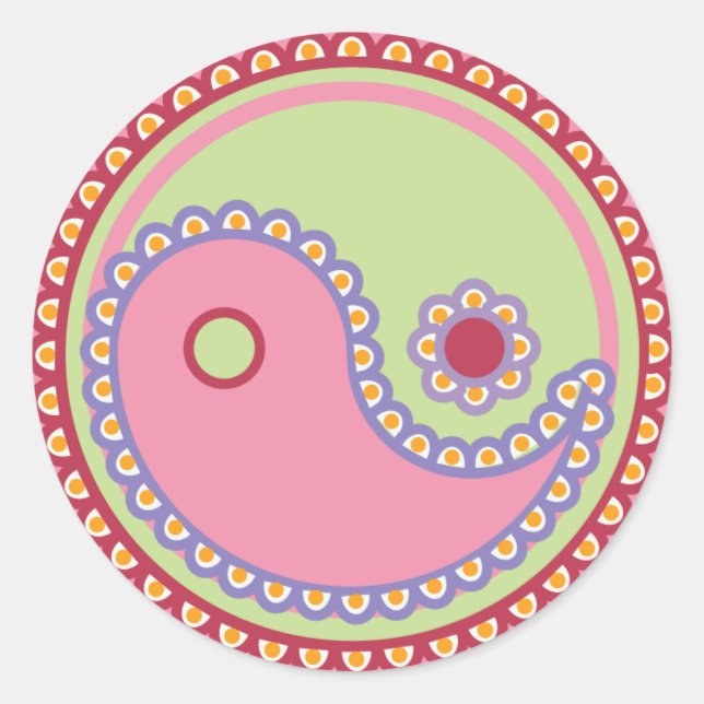 Sticker Rond Yoga Speak Baby : Symbole Paisley Yin-Yang (Devant)