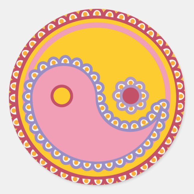Sticker Rond Yoga Speak Baby : Symbole Paisley Yin-Yang (Devant)
