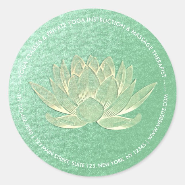 Sticker Rond YOGA Studio Méditation Reiki Instructeur Gold Lotu (Devant)
