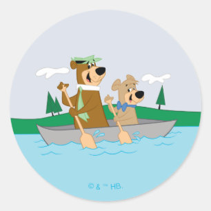 Sticker Rond Yogi Bear et Boo Boo Fun Canoe Adventure