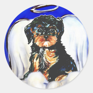 Sticker Rond Yorkie Poo Ange