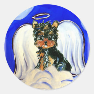 Sticker Rond Yorkie Poo Angel
