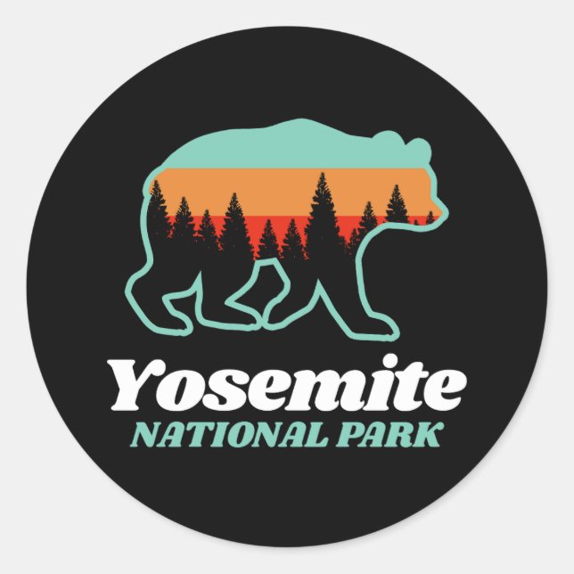 Sticker Rond Yosemite Parc National Ours Randonnée Camping Cade (Devant)
