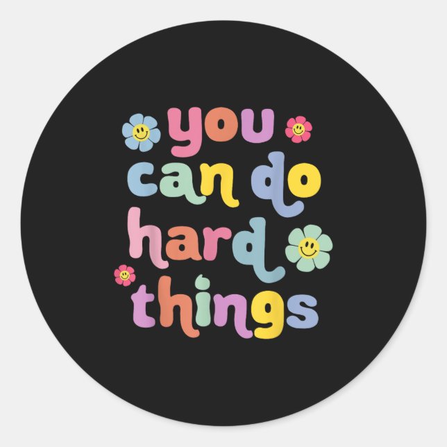 Sticker Rond You Can Do Hard Things Teacher Back To School Moti (Devant)